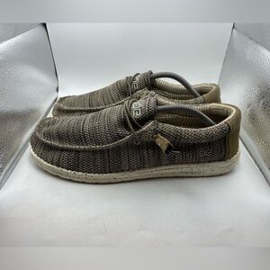 Hey Dude Wally Sox Brown Men's Tan Knit Loafers size 11